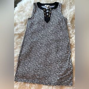 Michael Kors Black and White Flower Print Dress Size M